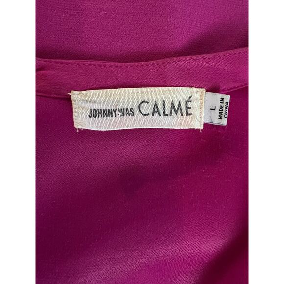 Johnny Was Calme Boho Double Tassel Top Embroidery Blouse L Raspberry Color - Picture 11 of 13
